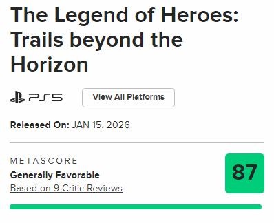 《界之轨迹》M站87分!剧情引人入胜 战斗也尤为出色